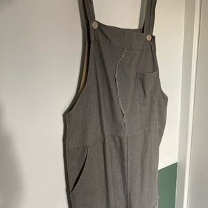 Handmade grey linen overalls